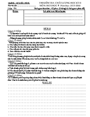 Thi kiểm tra chất lượng học kỳ II môn Hoá học 8 (năm học 2015 - 2016)